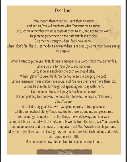 A Homeschool Mother's Prayer
